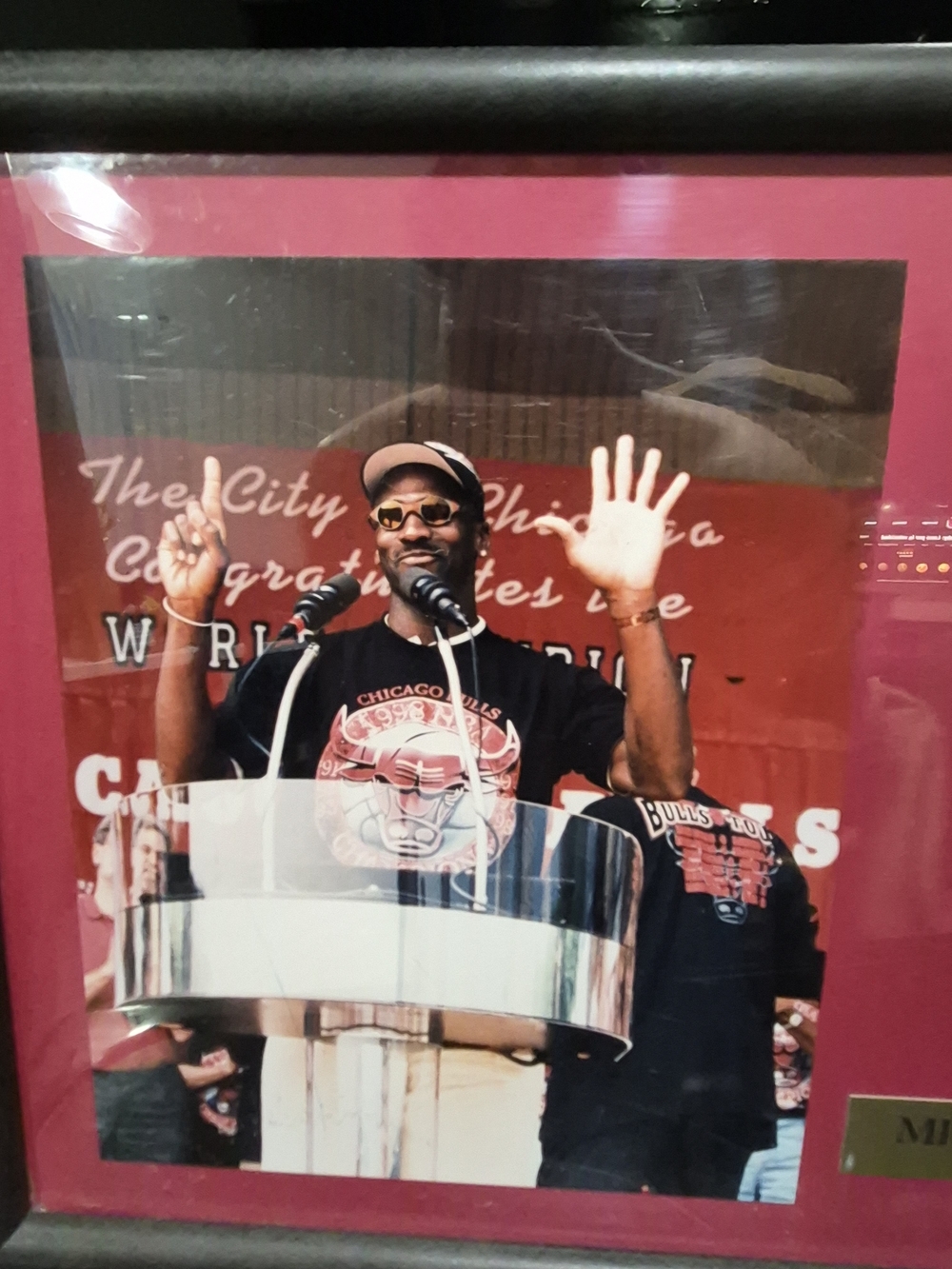 Chicago Bulls & Michael Jordan Framed Sports Photography Print in Black and Red